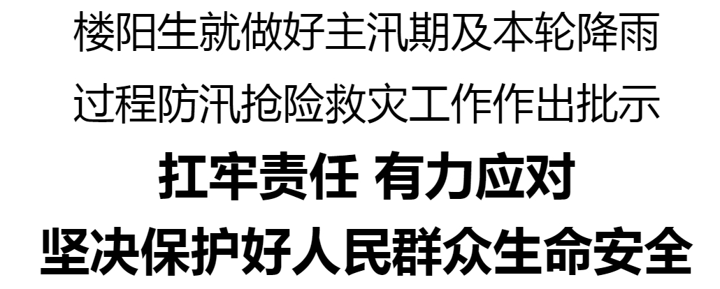 樓陽生就做好主汛期及本輪降雨過程防汛搶險(xiǎn)救災(zāi)工作作出批示